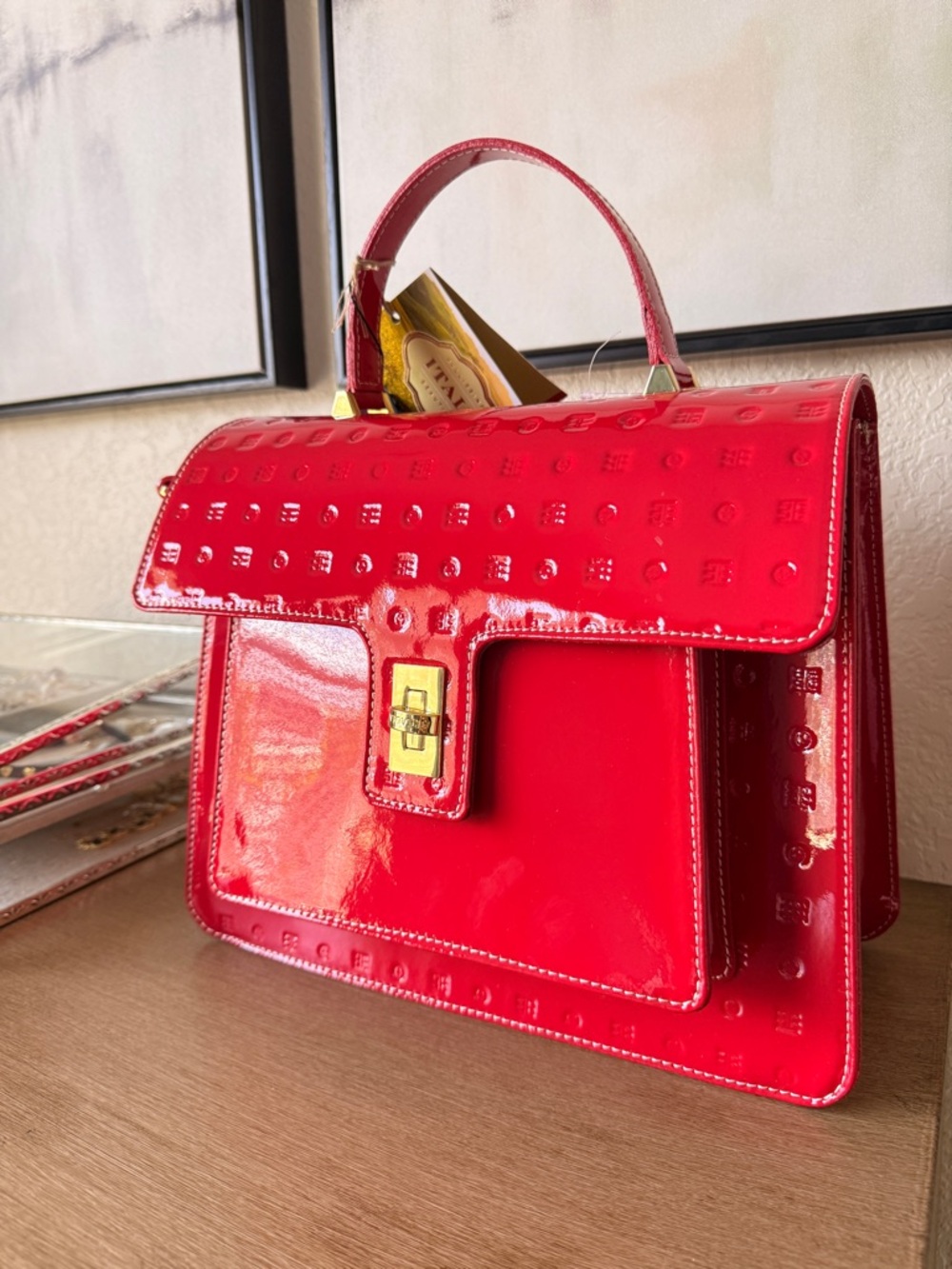 Arcadia Italian Leather Red Handbag